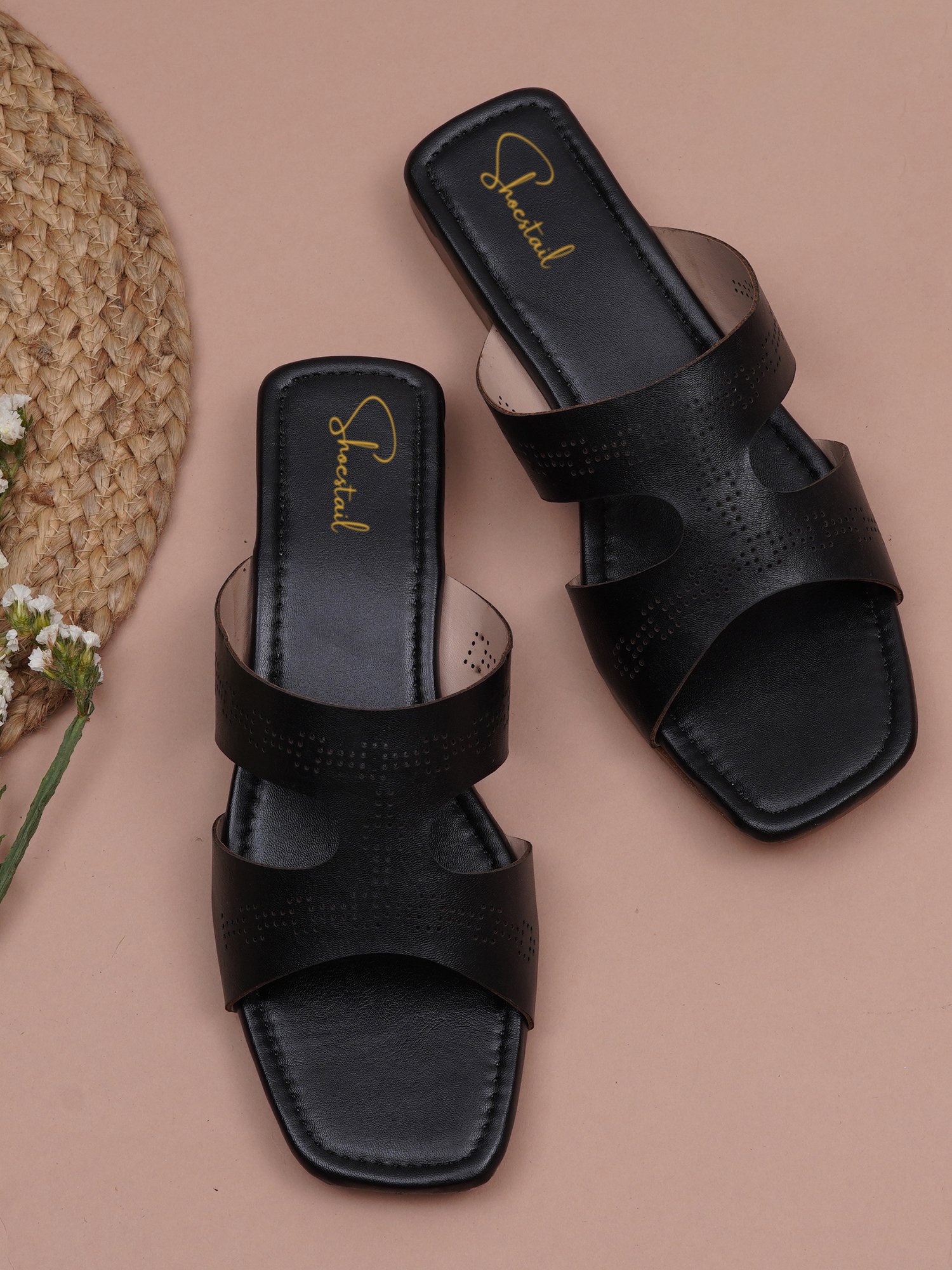 Embellished Cutwork Flat Sandals for Women