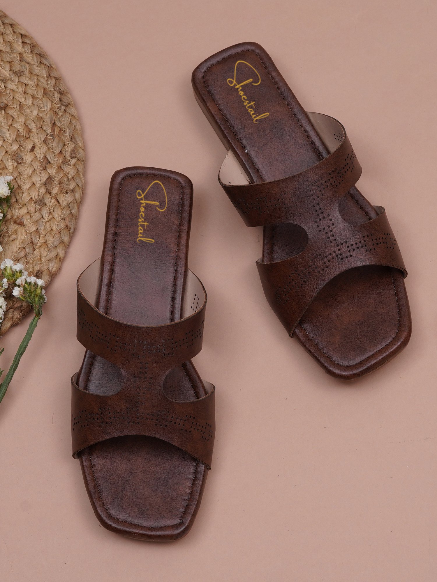 Embellished Cutwork Flat Sandals for Women